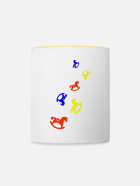 Schauckelpferd Spielzeug Baby - Tasse zweifarbig - Weiß/Gelb