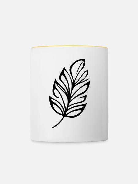 Blatt Ökologie - Tasse zweifarbig - Weiß/Gelb