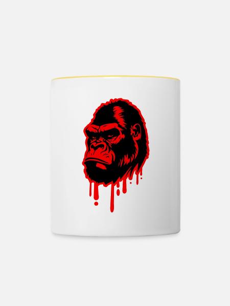 Gorilla Symbol Kopf - Tasse zweifarbig - Weiß/Gelb