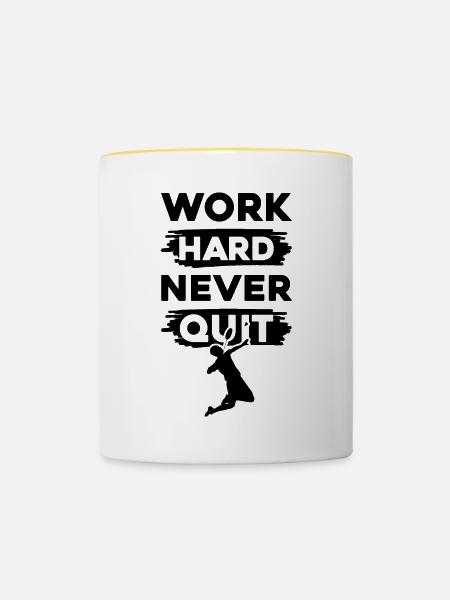 badminton work hard - Tasse zweifarbig - Weiß/Gelb