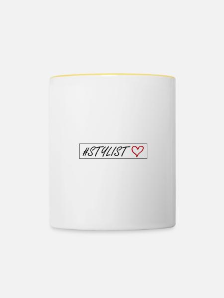 Stylist Herz - Tasse zweifarbig - Weiß/Gelb