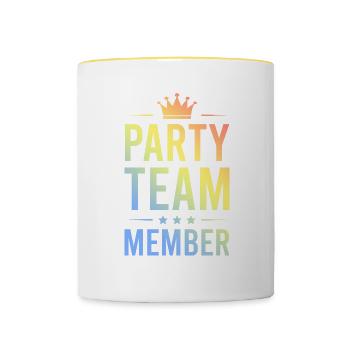 Party Team Bunt - Tasse zweifarbig - Weiß/Gelb - Vorne