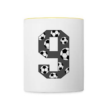 9 Birthday Football Grey - Contrasting Mug - white/yellow - Front