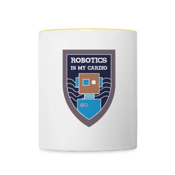 Robotik als Cardio Ironic Spruch Ingenieur Robots - Tasse zweifarbig - Weiß/Gelb - Vorne