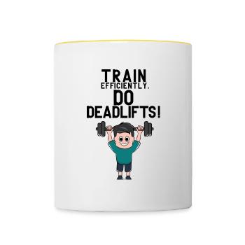 Deadlifting, powerlifter, gym, motivation - Mug contrasté - blanc/jaune - Devant