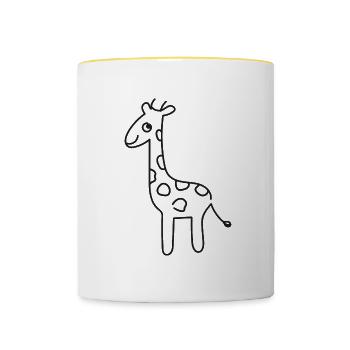 Girafe, faune, animaux, aventures dans la nature - Mug contrasté - blanc/jaune - Devant