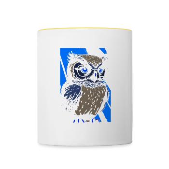 Nacht Wald Tier Eule Artsy Bird Wildlife - Tasse zweifarbig - Weiß/Gelb - Vorne