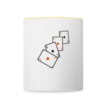 carte poker carre as 1 - Mug contrasté - blanc/jaune - Devant