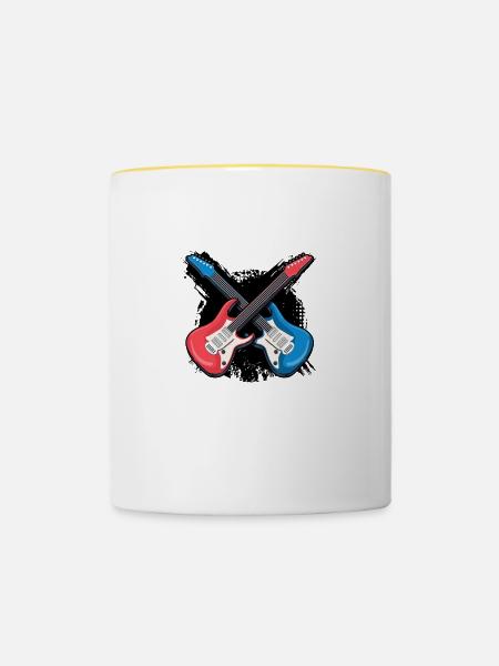 Musik Lieder Gitarre - Tasse zweifarbig - Weiß/Gelb