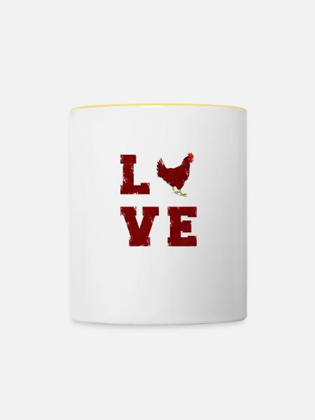 Love Chickens Chicken Gift Chicken Gifts for Chick - Tasse zweifarbig - Weiß/Gelb