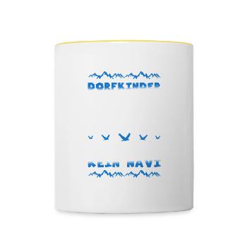 Dorfkind Bauer Landei Landleben Geschenk - Tasse zweifarbig - Weiß/Gelb - Vorne