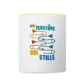 Posaune Orchester Geschenk Instrument - Tasse zweifarbig - Weiß/Gelb - Vorne