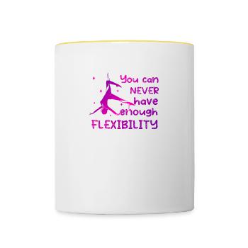 Flexibility - Fun aerial silk acrobatics - Contrasting Mug - white/yellow - Front