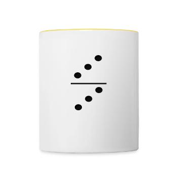 Domino Game Tile 3-3 - Lustiges Gruppenkostüm - Tasse zweifarbig - Weiß/Gelb - Vorne
