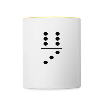 Domino Game Tile 6-3 - Lustiges Gruppenkostüm - Tasse zweifarbig - Weiß/Gelb - Vorne