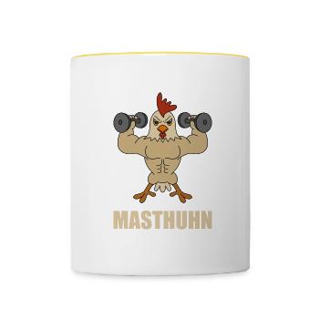 Masthuhn Für Wachstum Bodybuilding Geschenk - Tasse zweifarbig - Weiß/Gelb - Vorne