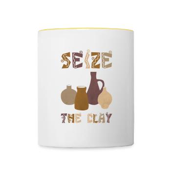Pottery Pottery Pottery Gift - Contrasting Mug - white/yellow - Front