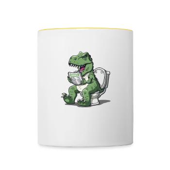 The Humor of Paleontology Dinosaurs - Contrasting Mug - white/yellow - Front