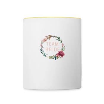 Équipe Bride! Couronne de fleurs - Mug contrasté - blanc/jaune - Devant