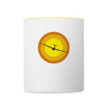 segelflugzeug und sonne - Tasse zweifarbig - Weiß/Gelb - Vorne
