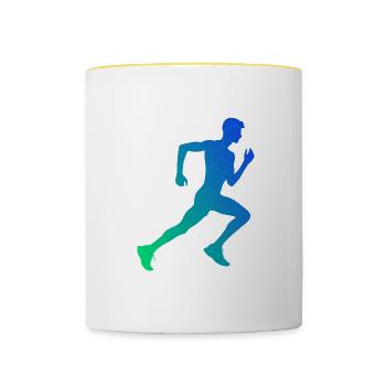 Course à pied Jogging Course à pied Jogging Femmes Fitness - Mug contrasté - blanc/jaune - Devant