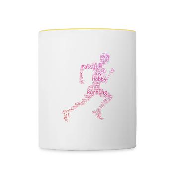 Fitness Jogging Femme Cross Country Running - Mug contrasté - blanc/jaune - Devant