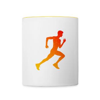 Cross Country Running Jogging Jogging Femme - Mug contrasté - blanc/jaune - Devant