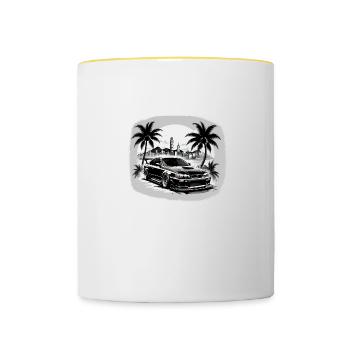 JDM Sportcar tuning Driftcar Voiture Cadeau PS - Mug contrasté - blanc/jaune - Devant
