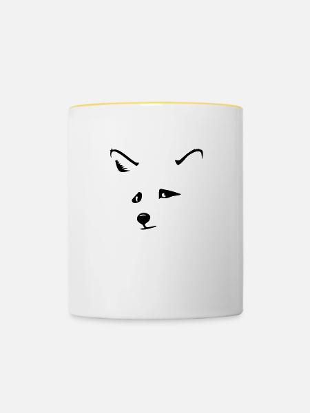 Fuchskopf / fox head (1c) - Tasse zweifarbig - Weiß/Gelb