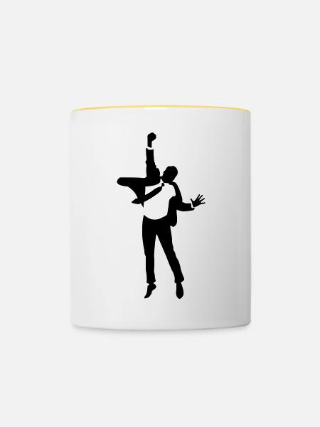 Ein springender Manager - Tasse zweifarbig - Weiß/Gelb