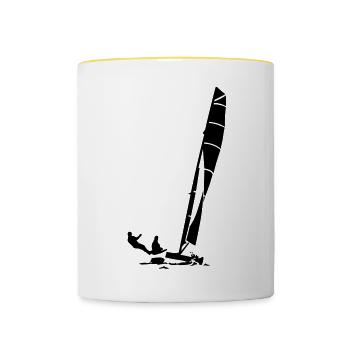 Katamaran - Tasse zweifarbig - Weiß/Gelb - Vorne