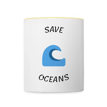Save ocean - Contrasting Mug - white/yellow - Front