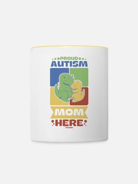 stolze Mutter eines Autisten - Tasse zweifarbig - Weiß/Gelb