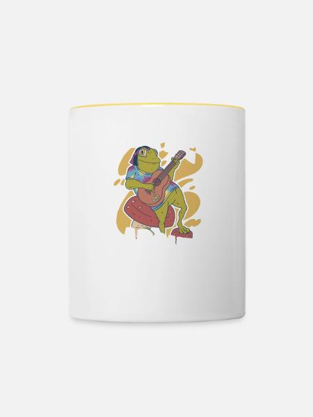 Hippe Frosch Geschenk Geschenkidee - Tasse zweifarbig - Weiß/Gelb