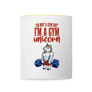 I'm Not A Gym Rat I'm A Gym Unicorn 4 - Tasse zweifarbig - Weiß/Gelb - Vorne