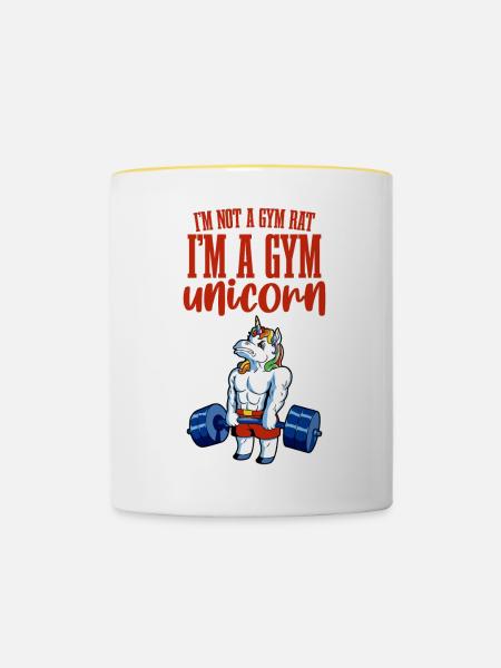 I'm Not A Gym Rat I'm A Gym Unicorn 4 - Tasse zweifarbig - Weiß/Gelb
