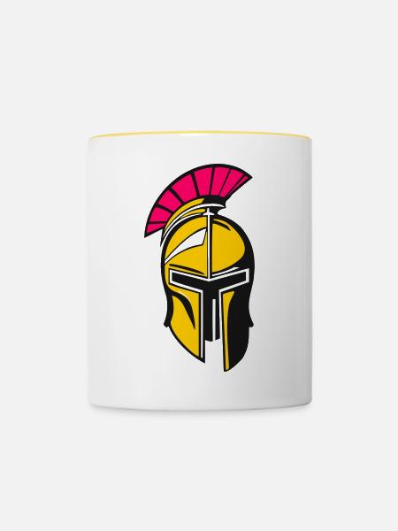Helm Sparta - Tasse zweifarbig - Weiß/Gelb
