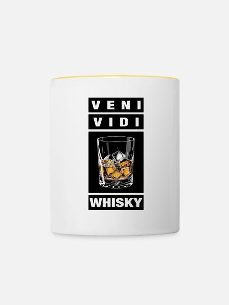 Veni Vidi Whisky - Tasse zweifarbig - Weiß/Gelb