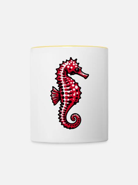 Seepferdchen - Tasse zweifarbig - Weiß/Gelb