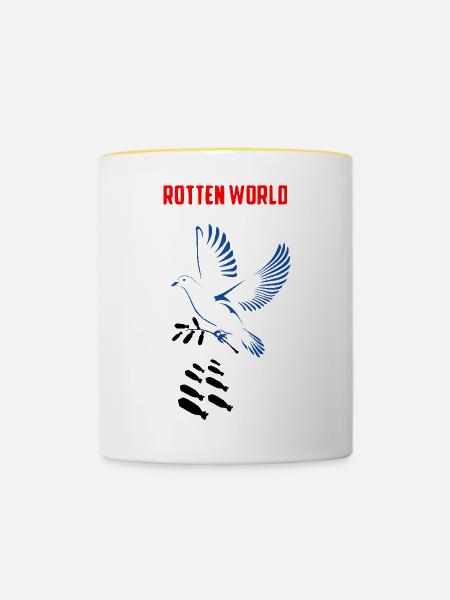 Verrottete Welt - Tasse zweifarbig - Weiß/Gelb