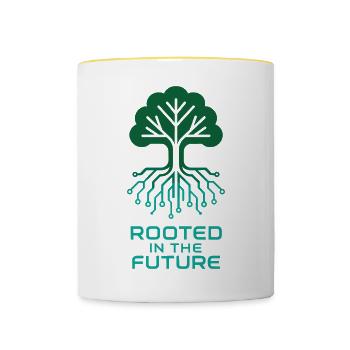 Digital tree for a sustainable future - Contrasting Mug - white/yellow - Front
