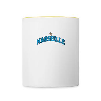 Logo Marseille : Design collégial méditerranéen - Mug contrasté - blanc/jaune - Devant