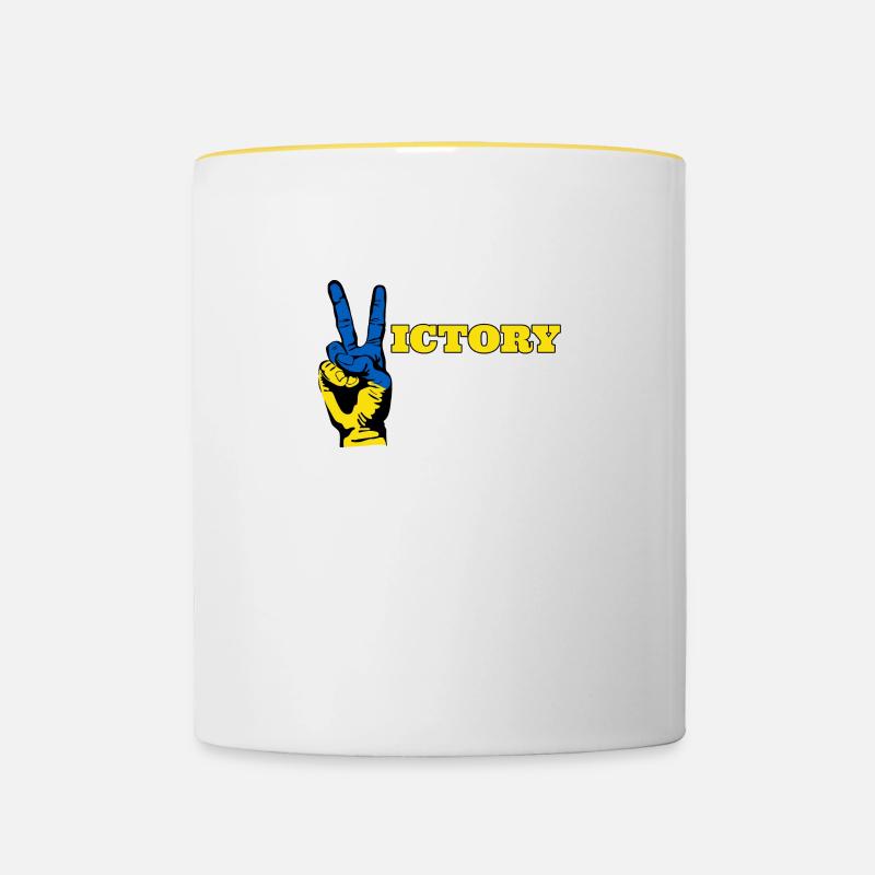VICTORY UKRAINE - Contrasting Mug - white/yellow