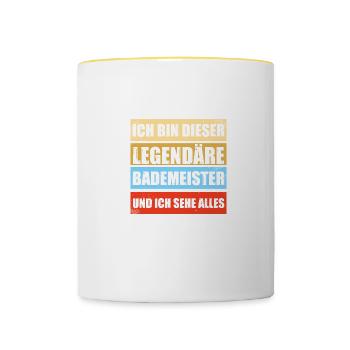 Legendäre Bademeister Schwimmmeister - Tasse zweifarbig - Weiß/Gelb - Vorne