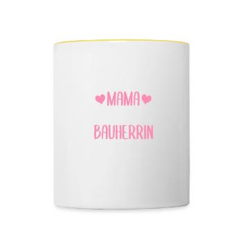 Mama und Bauherrin Richtfest - Tasse zweifarbig - Weiß/Gelb - Vorne