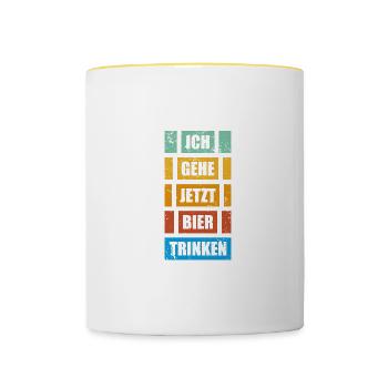 Bier trinken Saufen Vatertag - Tasse zweifarbig - Weiß/Gelb - Vorne