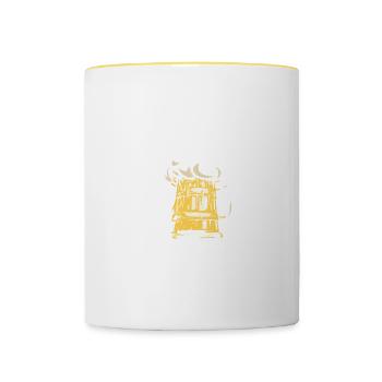 Hier braut sich was zusammen Biertrinker Bier JGA - Tasse zweifarbig - Weiß/Gelb - Vorne