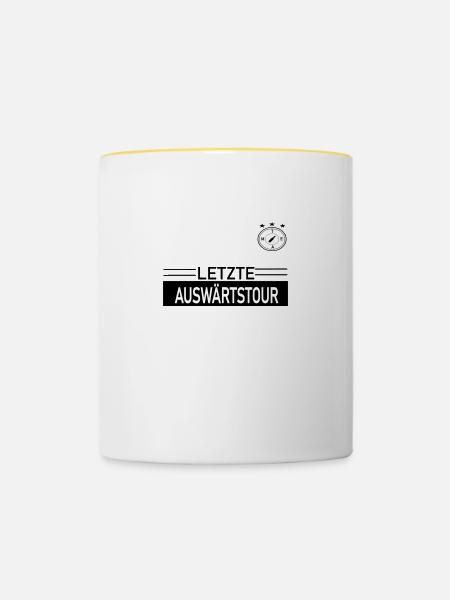 Letzte Auswärtstour Team - Tasse zweifarbig - Weiß/Gelb