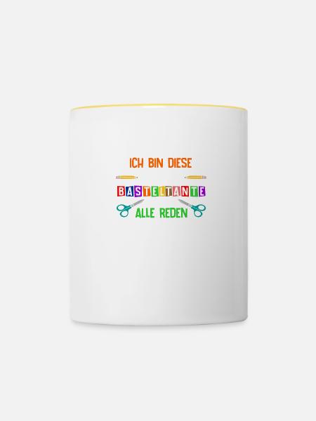 Legendäre Basteltante Erzieherin Kita - Tasse zweifarbig - Weiß/Gelb