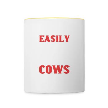 Farmer poison distracted by cows - Contrasting Mug - white/yellow - Front